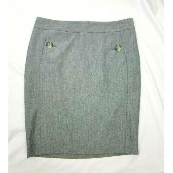 The Limited Womens Gray Pencil Skirt Lined Button Accents Knee Length Size 6 - Picture 1 of 7